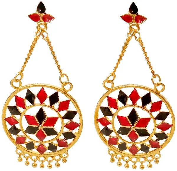 Assamese_Traditional_Copper_Gold_Plated_Red_Black_Colour_Jhumki_Earring_For_Girls_&_Women